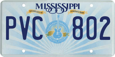 MS license plate PVC802