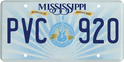 MS license plate PVC920