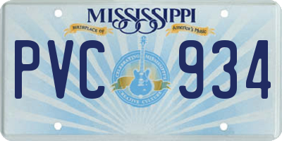 MS license plate PVC934