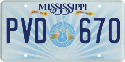 MS license plate PVD670