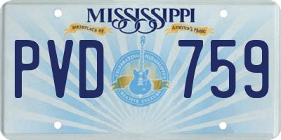 MS license plate PVD759