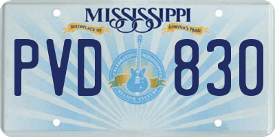 MS license plate PVD830