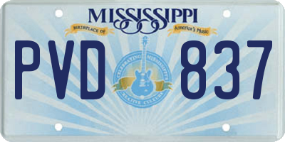 MS license plate PVD837