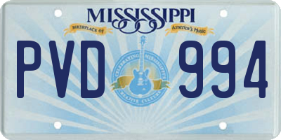 MS license plate PVD994
