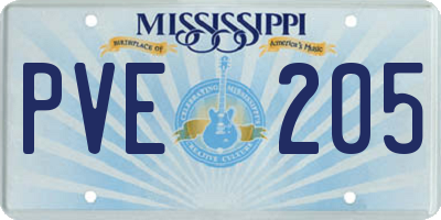 MS license plate PVE205
