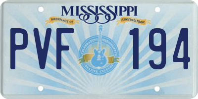 MS license plate PVF194