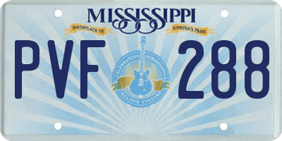 MS license plate PVF288
