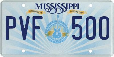 MS license plate PVF500