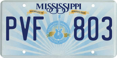 MS license plate PVF803