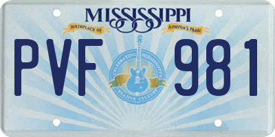 MS license plate PVF981