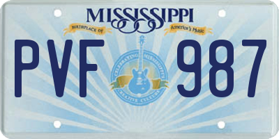 MS license plate PVF987