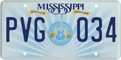 MS license plate PVG034