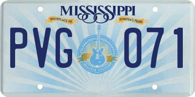 MS license plate PVG071