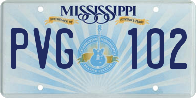 MS license plate PVG102