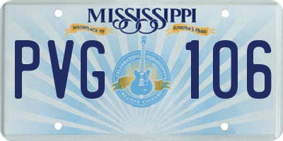 MS license plate PVG106