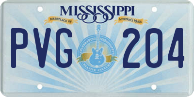 MS license plate PVG204