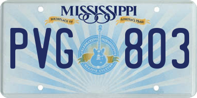 MS license plate PVG803