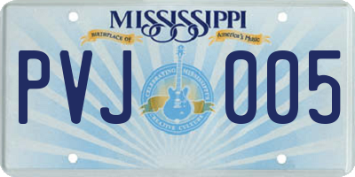 MS license plate PVJ005