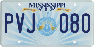 MS license plate PVJ080