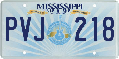 MS license plate PVJ218