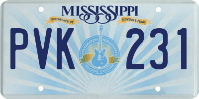 MS license plate PVK231