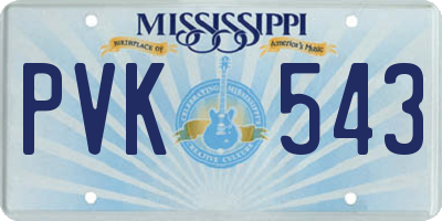 MS license plate PVK543