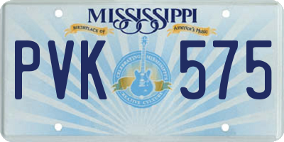 MS license plate PVK575