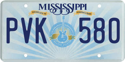 MS license plate PVK580