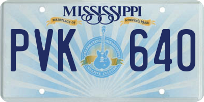 MS license plate PVK640