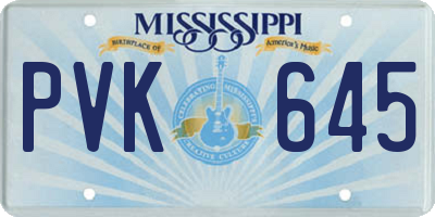 MS license plate PVK645