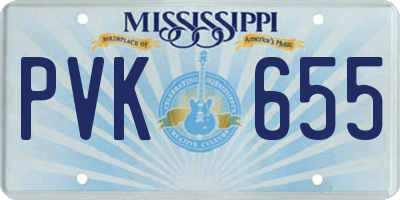 MS license plate PVK655