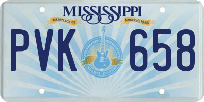 MS license plate PVK658