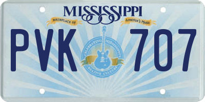 MS license plate PVK707