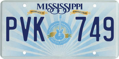 MS license plate PVK749