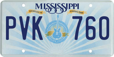 MS license plate PVK760