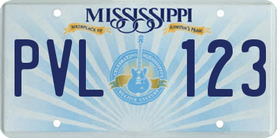 MS license plate PVL123
