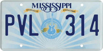 MS license plate PVL314