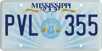 MS license plate PVL355