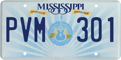 MS license plate PVM301