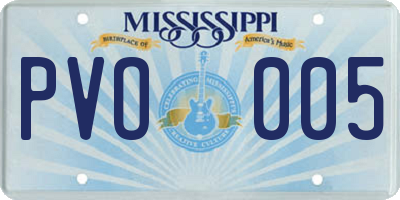 MS license plate PVO005