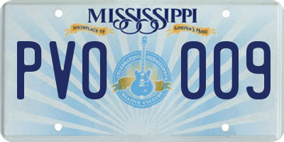 MS license plate PVO009