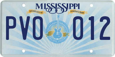 MS license plate PVO012