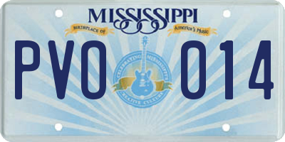 MS license plate PVO014
