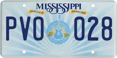 MS license plate PVO028