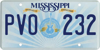 MS license plate PVO232