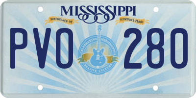 MS license plate PVO280