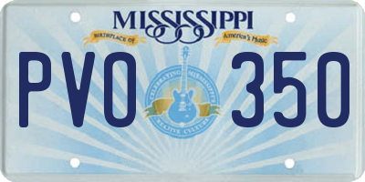 MS license plate PVO350