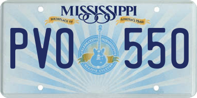 MS license plate PVO550
