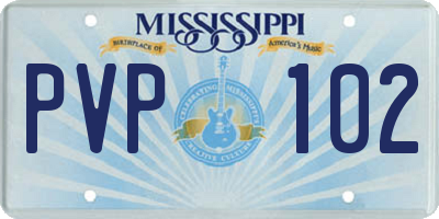 MS license plate PVP102