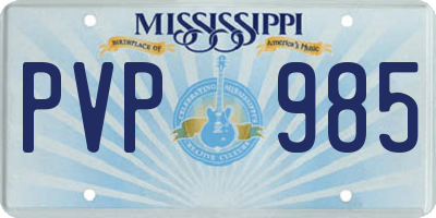 MS license plate PVP985